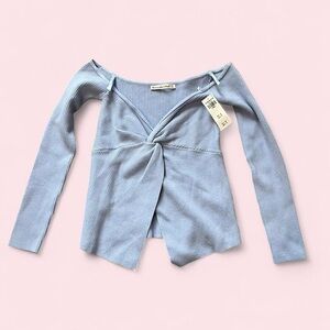 Light blue open front long sleeve